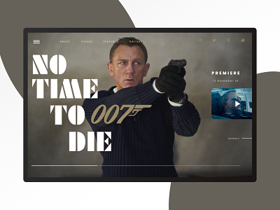 No Time To Die action adobexd app concept branding concept design film jamesbond redesign thriller ui web