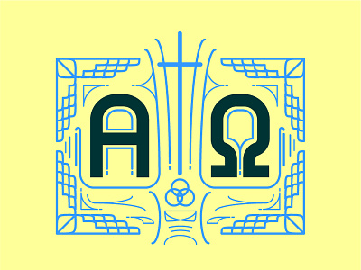 Alpha & Omega Tree bible illustration logo theology vector