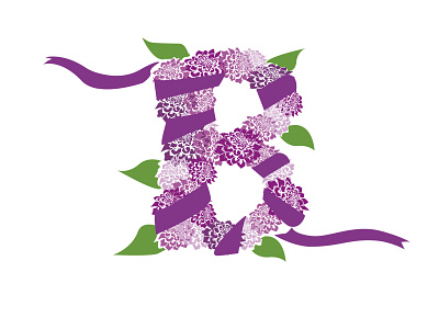 The Letter B florals lettering purple typography