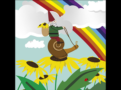 Riding the Storm Out adobeillustator colors flowers gnomes graphicdesign hope illustration personal project rainbows snail