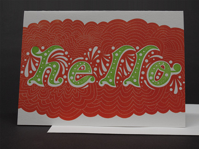 Hello Letterpress Greeting Card adobe illustrator aiga aigaupstateny graphicdesign green greetingcard hello lettering letterpress orange printing printingpress typographic typography vandercook vectordesign