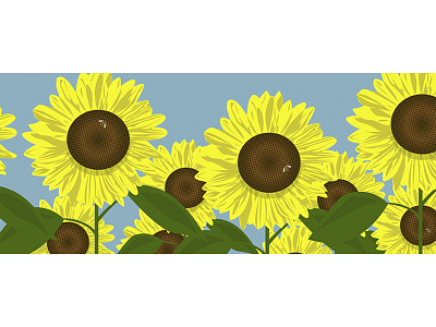 Multiple Flowers with Bees bees farms fields flowers gardening graphicdesign illustration illustrator pollination summer sunflowers vector