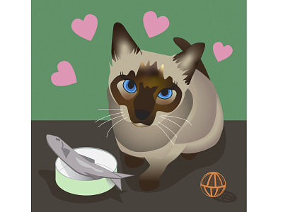 Finished Willow Vector Illustration adobe illustrator albanyny brown cat cats characature children design gradient graphicdesign hudsonvalleyny illustration kitten love meme personal pets rescue siamese vector art