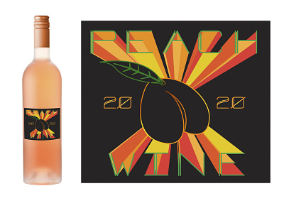 Peach Wine Mock Up adobe illustrator aiga aiga upstate new york branding colorful glow gradient graphic design hire me label design lettering logo design orange peach perspective rays typography design vector wine label design