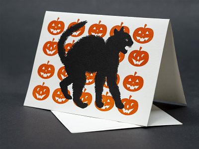 Letterpress Scaredy Cat Card