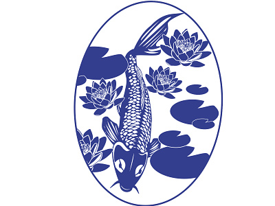 Future Letterpress Design blue fish goldfish graphicdesign illustration koi letterpressdesign lily printdesign printing press