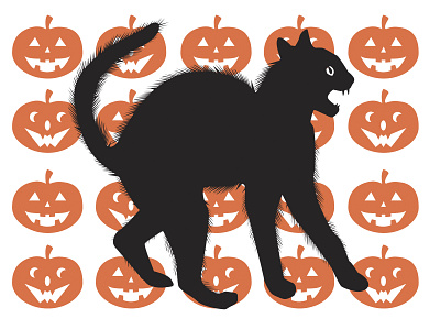 Scaredy Cat adobe illustrator cat graphicdesign greeting card halloween bash jackolantern pumpkins vectordesign