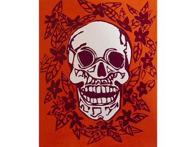 Halloween Card Lino-cut Design greetingcard halloween letterpress letterpressed linocut skull