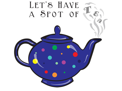 Let's Have A Spot of Tea graphic design greeting cards illustration new polkadots spots tea teahouse teapot warming