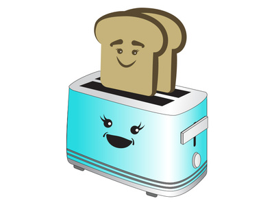 Toaster breakfast cartoon charactor childrens comic emoji graphic design retro squishy toast toaster