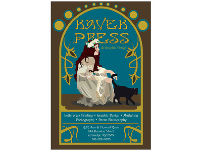 Raver Press Promotional Poster advertising albany artnouveau artwork beautiful branding and identity cat graphicdesign illustration illustration art illustration design pets promotional design renaissance