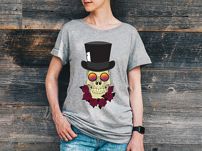 Mr. Skull Cap T-shirt albany design graphicdesign illustration illustrator skeleton skulls tee design tee shirt top hat vector