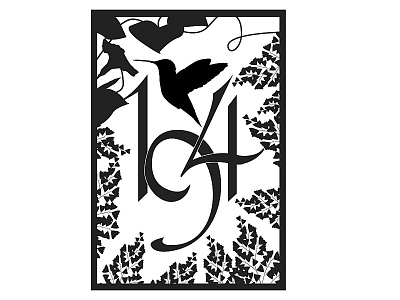 194 address albany black and white botanicals ferns graphicdesign hummingbird numbers