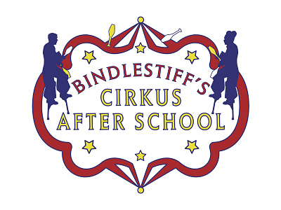 Bindlestiff's Cirkus Final Logo adobeillustator blue branding children circus graphicdesign hudson valley hudsonny hudsonny juggling kids logo red stilts yellow