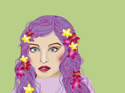 Flora adobeillustrator albany art artist flowers graphicdesign green hair illustrator pink purple spring vectorart woman