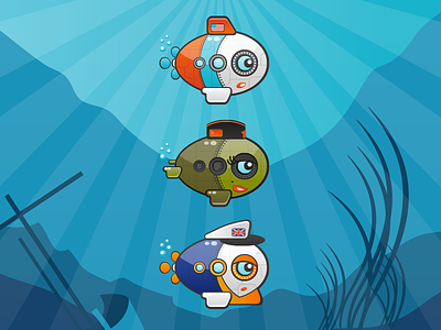 Submarines game ui icons illustration