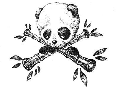 Skull Panda drawing illustration