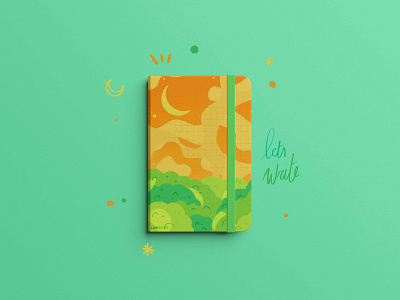 Notebook/Journal Cover drawing graphicdesign illustrations journal moon notebook pastel peacefull procreate