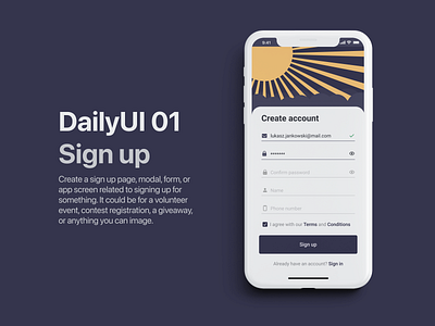 DailyUI 01 - Sign up 1 dailyui mobile signup ui