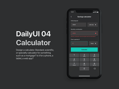 DailyUI 04 - Calculator 04 calculator dailyui mobile ui