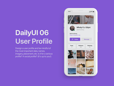DailyUI 06 - User profile 06 dailyui mobile ui user profile