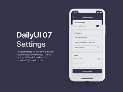 DailyUI 07 - Settings 07 dailyui mobile settings ui