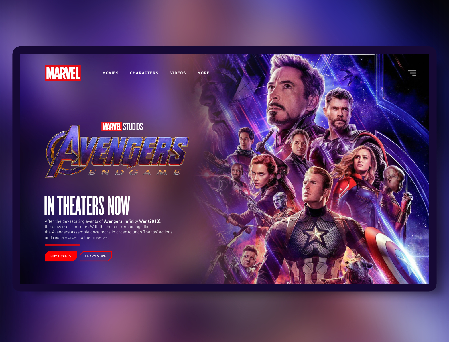 Avengers Endgame UI by KeyBee on Dribbble