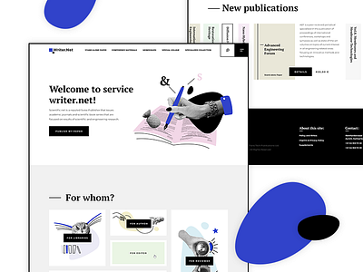 Writing Service Concept article author book distributor geometric library minimalist showcase store web writer