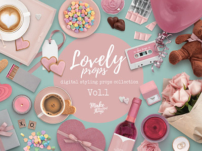 Lovely props Scene Creator Vol.1 photo elements layered movable digital props scene creator isolated elements valentines day