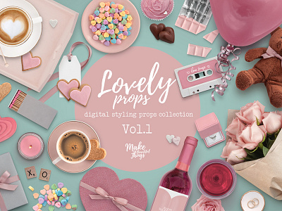 Lovely props Scene Creator Vol.1 isolated elements layered movable digital props photo elements scene creator valentines day