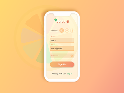 Sign Up app dailyui gradient ios signup