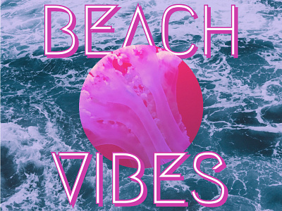 Beach Vibes — Design Template — Social Post color colors ocean pink post postdesign poster social social media summer template template design templates type typogaphy vibes visual visual art visual design waves