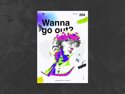 Poster " Wanna go out?" branding design illustration poster typography ui vector