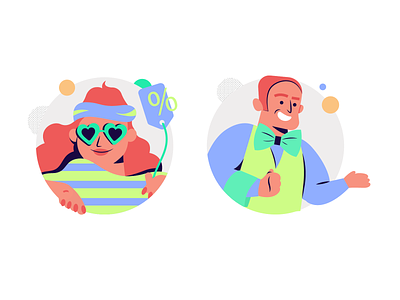 Spring 2d character design colorful flat fun illustration