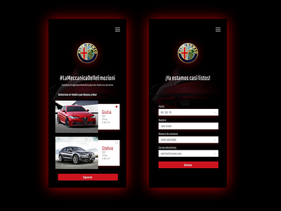 Test Drive Mobile UI l Alfa Romeo app app design ui ux web design