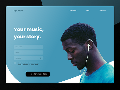 Music Diary - Daily UI #1 app blue branding daily 100 challenge dailyui design dynamic music music app sign in sign up signup ui ux