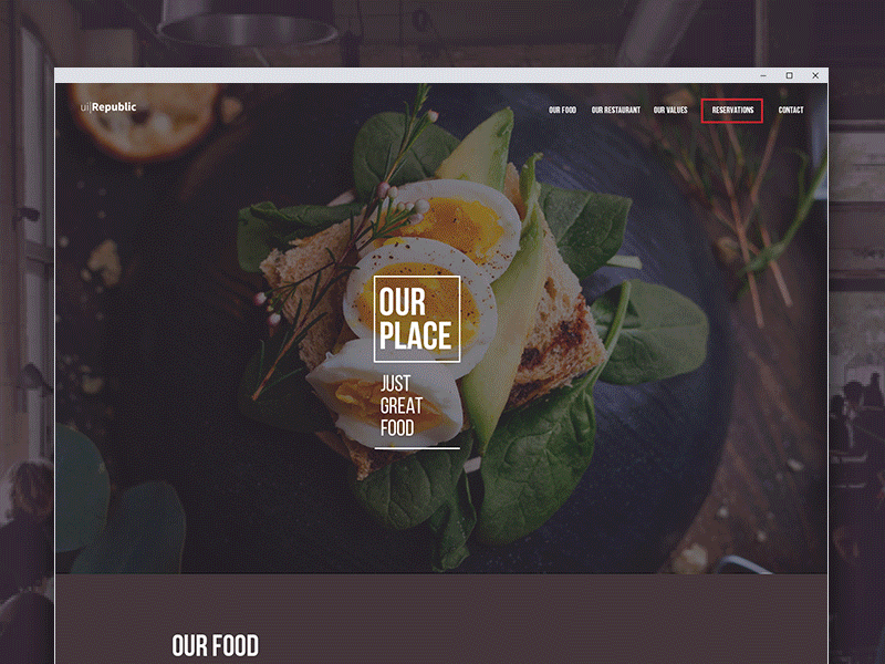 Free restarant website template dining restaurant restaraunt food illustrator photoshop website homepage xd design ui ux free