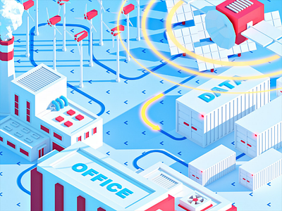Low Poly Isometric Data Concept 3d blender blockchain bussiness c4d city data game illustration isometric lowpoly render ui work