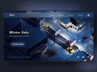 Christmas Street Landing Page Concept Design 3d animated animation branding car concept design home isometric landing lowpoly motion motion graphics page startup ui ux web website winter