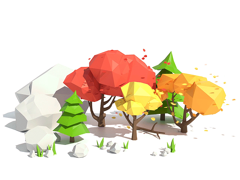 Low Poly Autumn Forest 3d animation autumn forest gif isometric lowpoly nature outdoor polygonal tree
