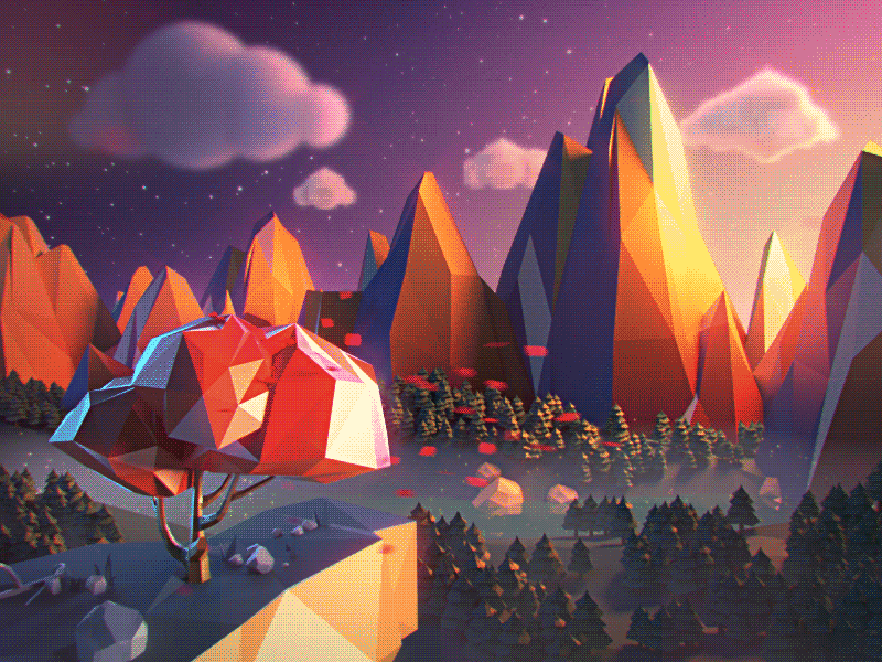 Low Poly Night Forest