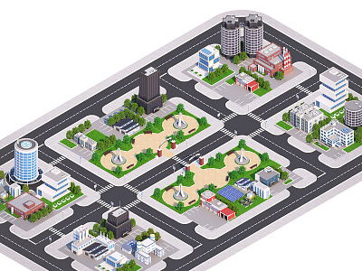 Isometric Low Poly Town.