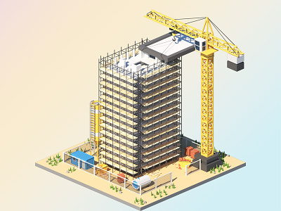 Scaffolding. 3d 3dsmax building cartoon city illustration isometric low poly lowpoly lowpolygon poly art polyart polygon polygon art polygonal scaffolding tile