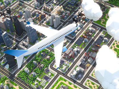 Low Poly City Airplane