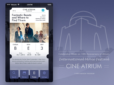 Cine Atrium App booking app cinema app movie app movies ticket ticketing app ticketing app design