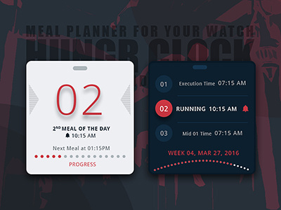 HungrClock body clock ui ux deit app ux fitness app ui iwatch fitness app meal management meal planner ui ui user interface ux