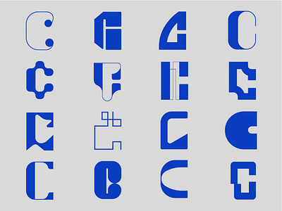 16 types of C blue letter letter c letterhead lettermark logo logotype technical type type design type study typographic design typography