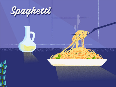 Food illustration - Spaghetti 2d color palette design flat food graphic illustration italian food oil texture vector