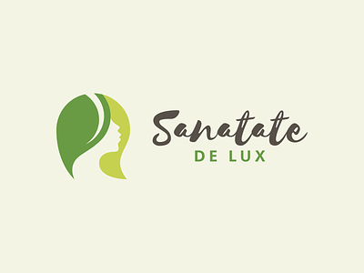 Sanatate De Lux Logo brand green hair health illustrator leaf woman