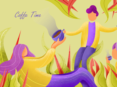 Coffee Time coffee coffee cup coffeeshop design dribbble flat flatdesign gradient illustration ui